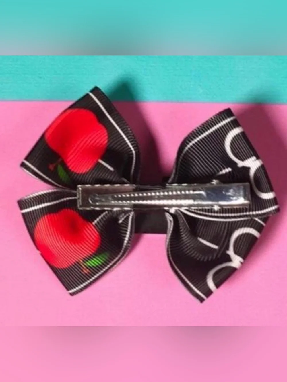 Kids Black ABC School Bow Hair Clip 3.3